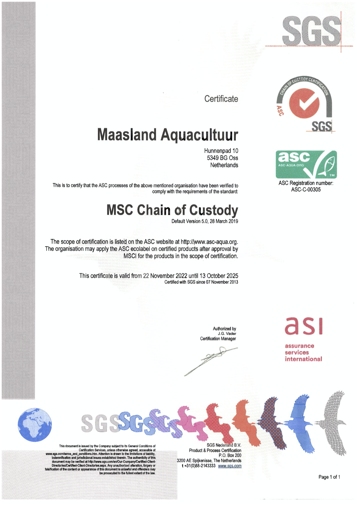 ASC certificaat fish and more